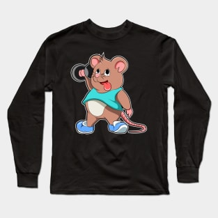 Mouse at Bodybuilding with Dumbbell Long Sleeve T-Shirt